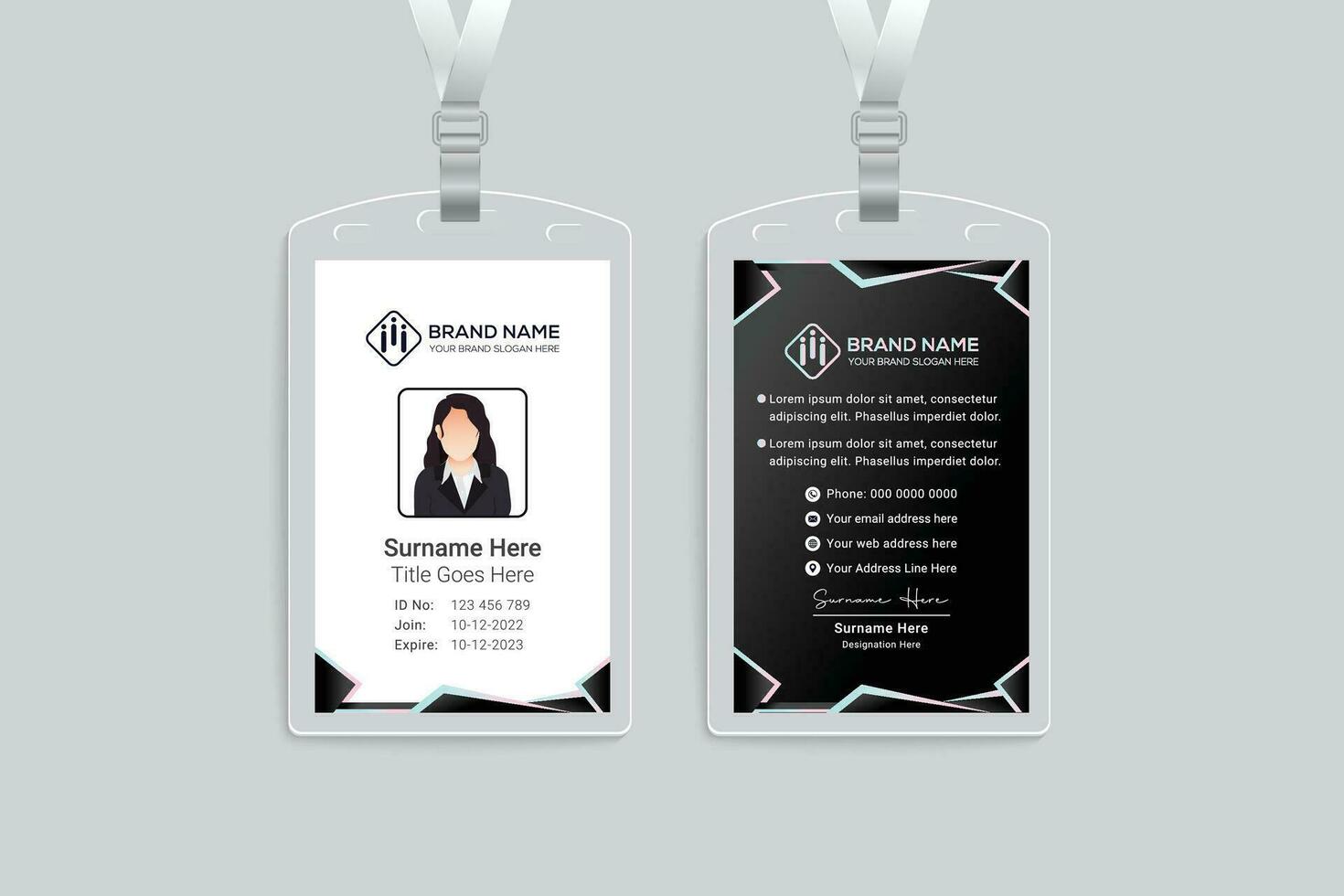 Elegant minimal black  id card template vector