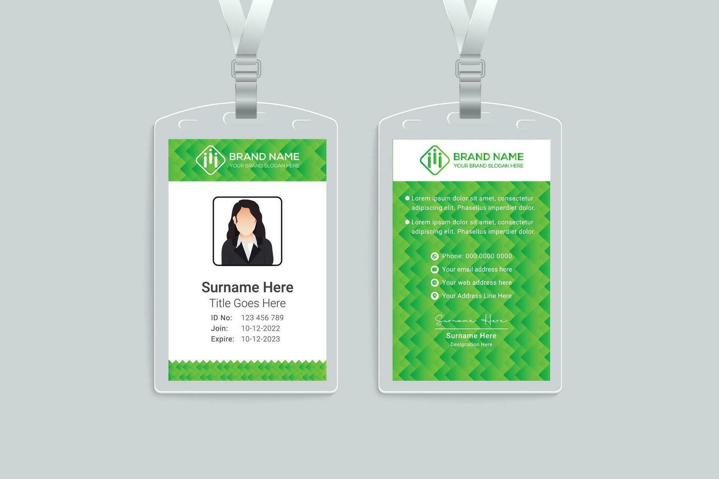 Company id card design and green color vector