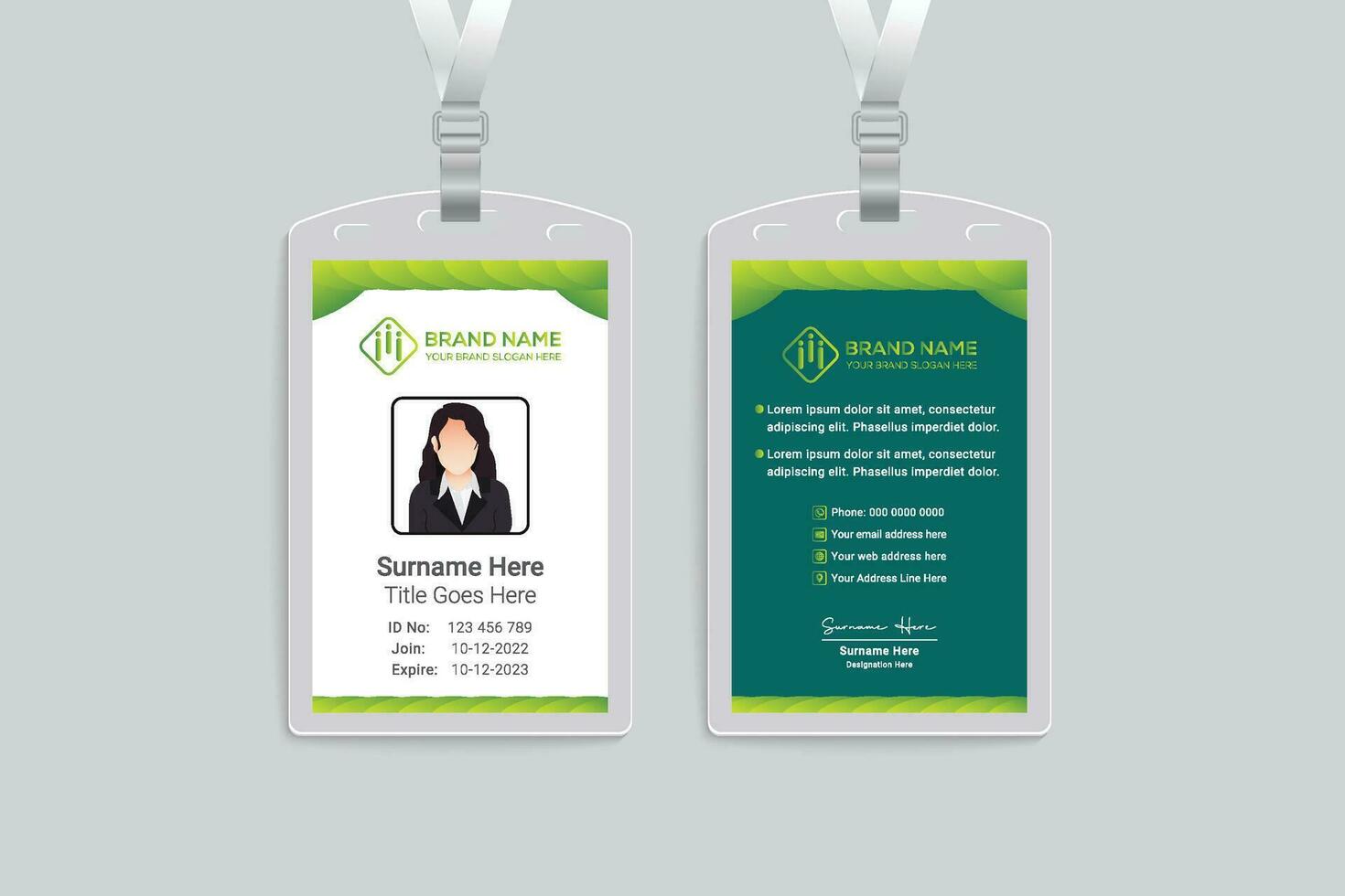 green elegant corporate id card design vector