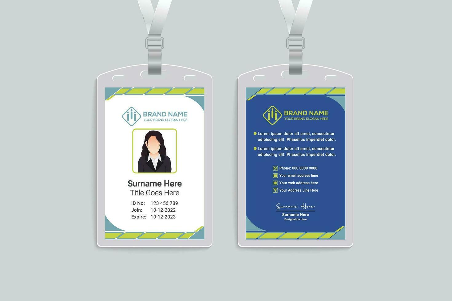 Company id card design and green color vector