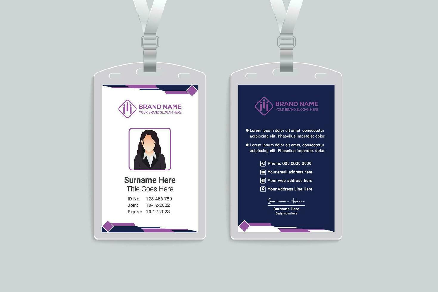 Company id card design and blue color vector