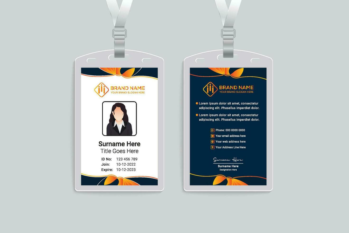Orange elegant corporate id card design vector