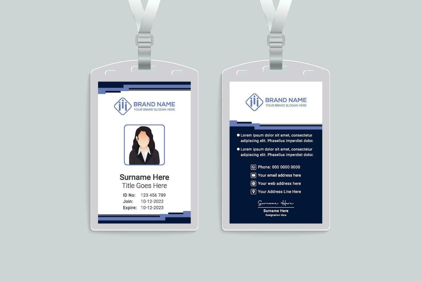 Clean style modern id card template vector