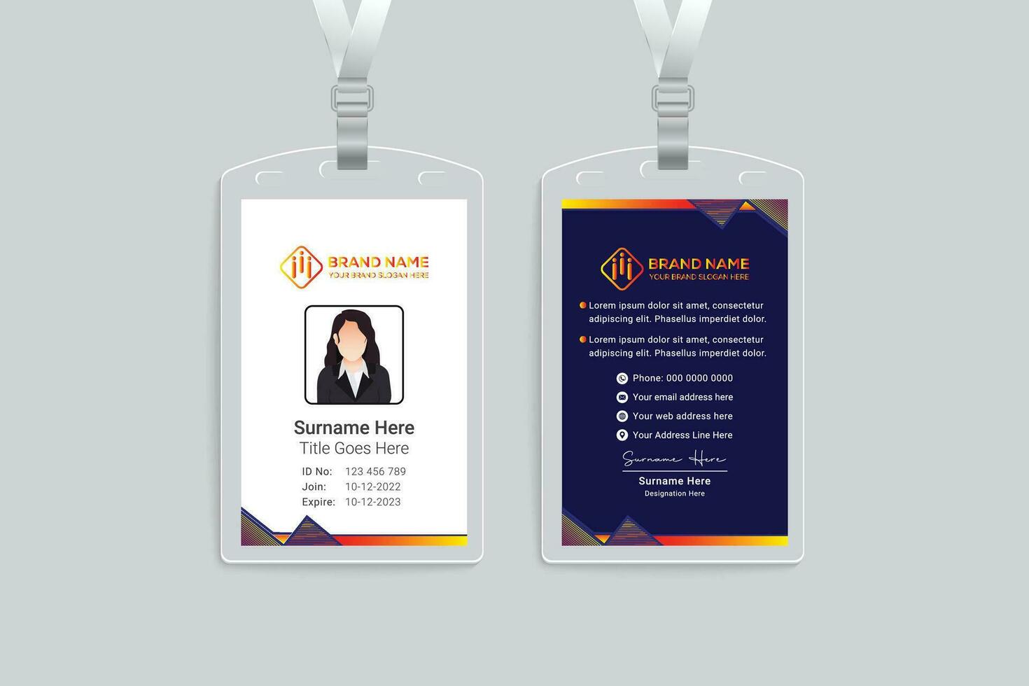 Clean style modern id card template vector