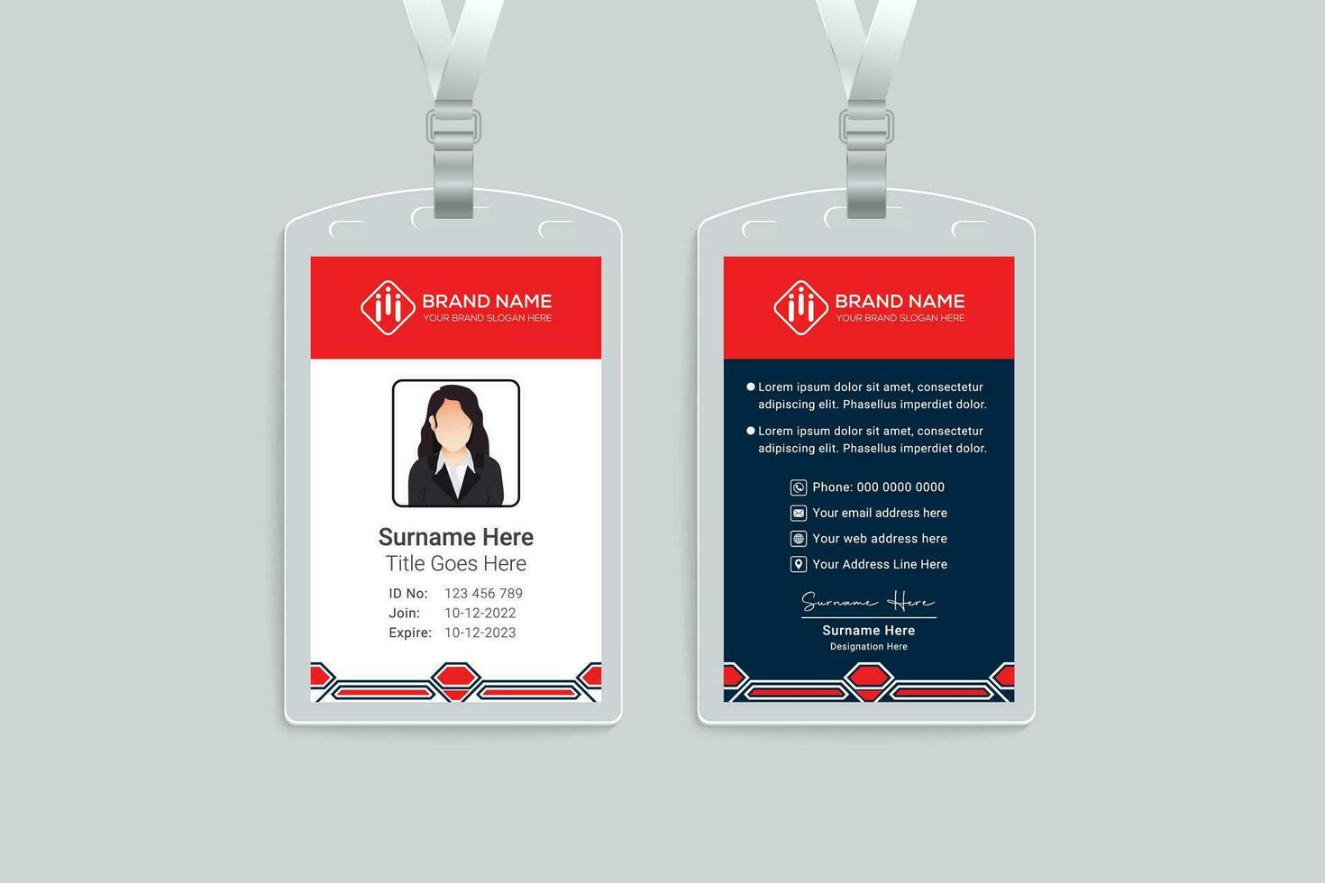 Corporate red and black color id card design vector