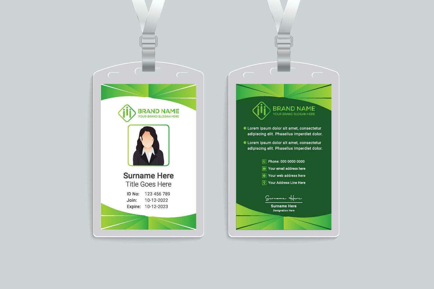 Company id card design and green color vector