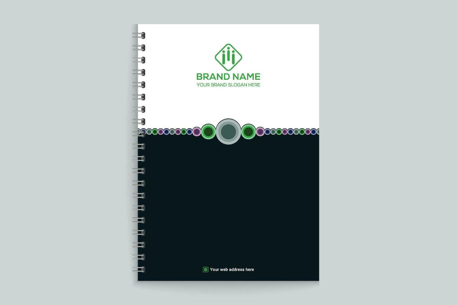 moderno cuaderno cubrir diseño negro color vector