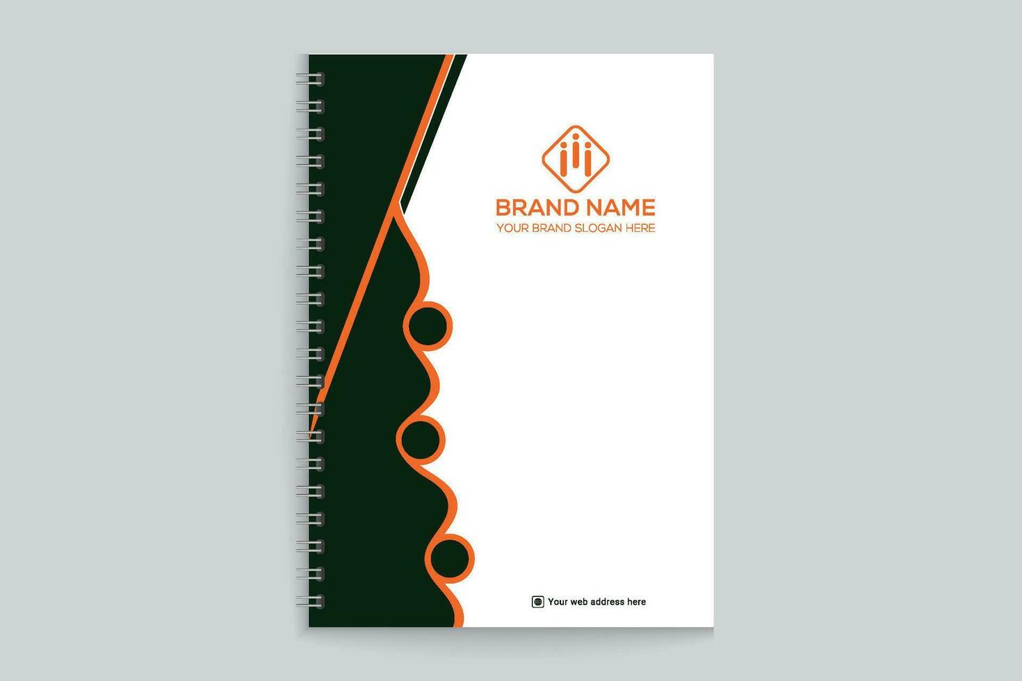 orange and black color notebook cover design vector