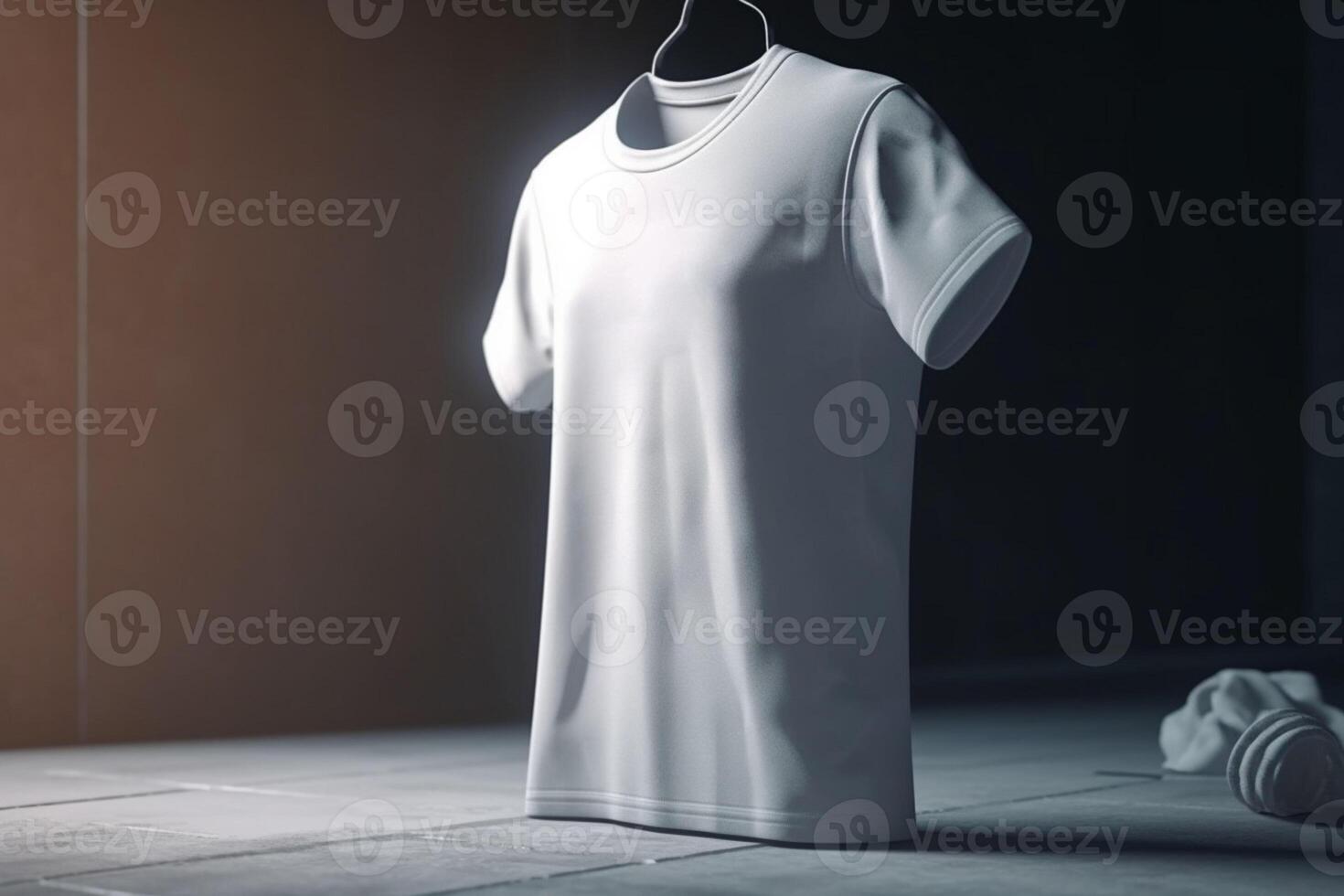 negrita y hermoso, 3d vacío blanco camiseta Bosquejo con grande impresión área, 3d hacer ai generado foto