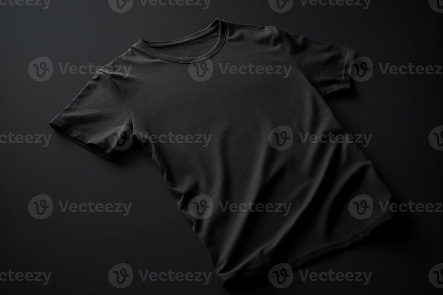 Uncomplicated Design, Black T-shirt Mockup on White Background AI Generated photo