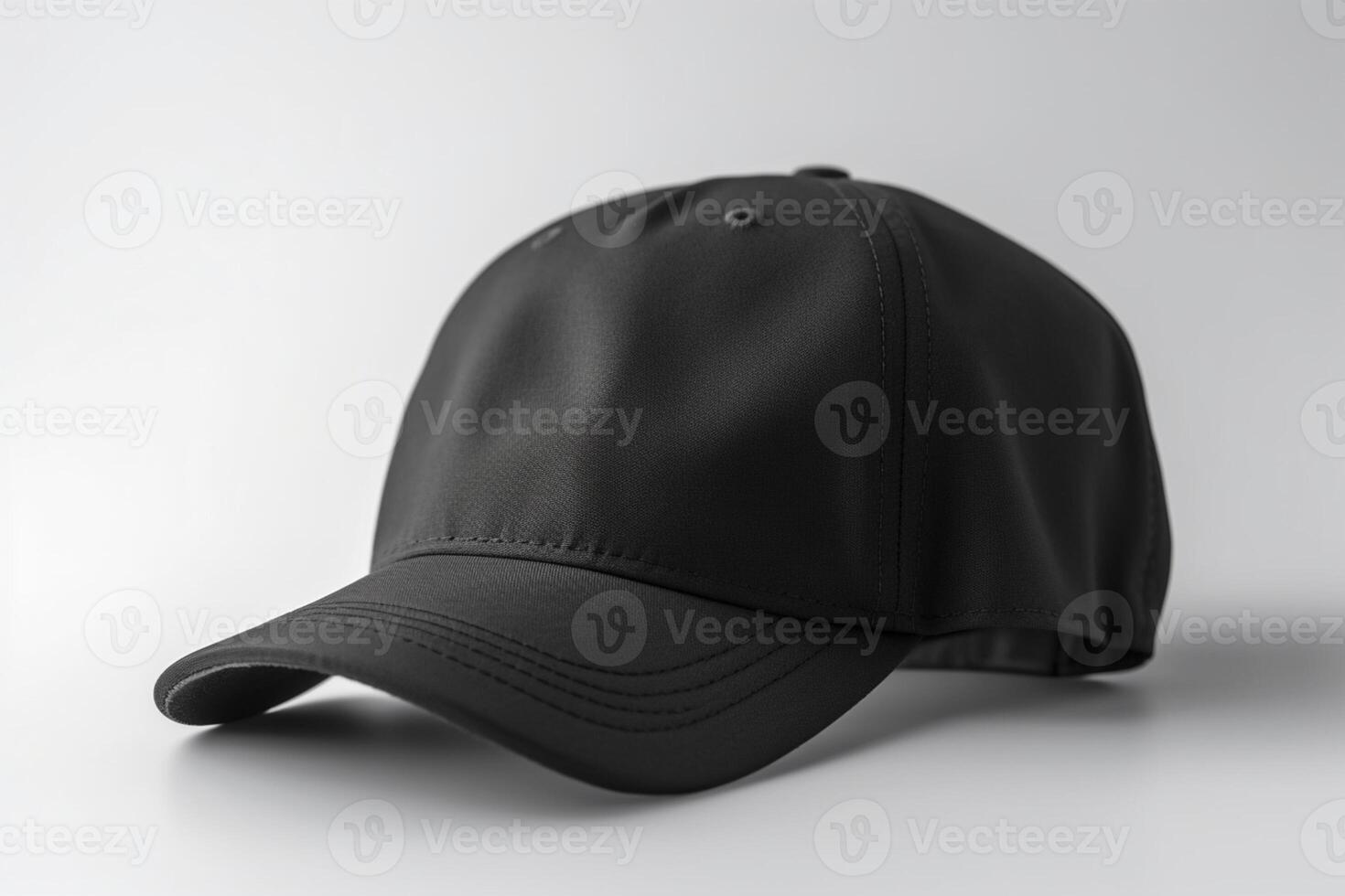 Clean and Crisp, Empty Black Cap Mockup with White Background photo