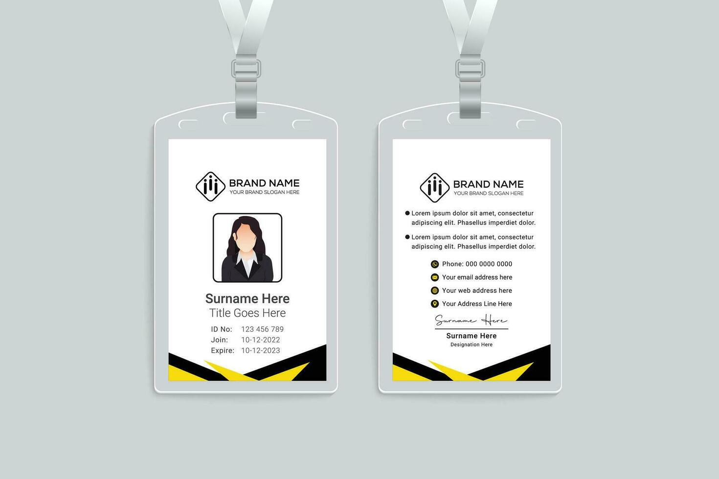 Clean minimal id card design vector