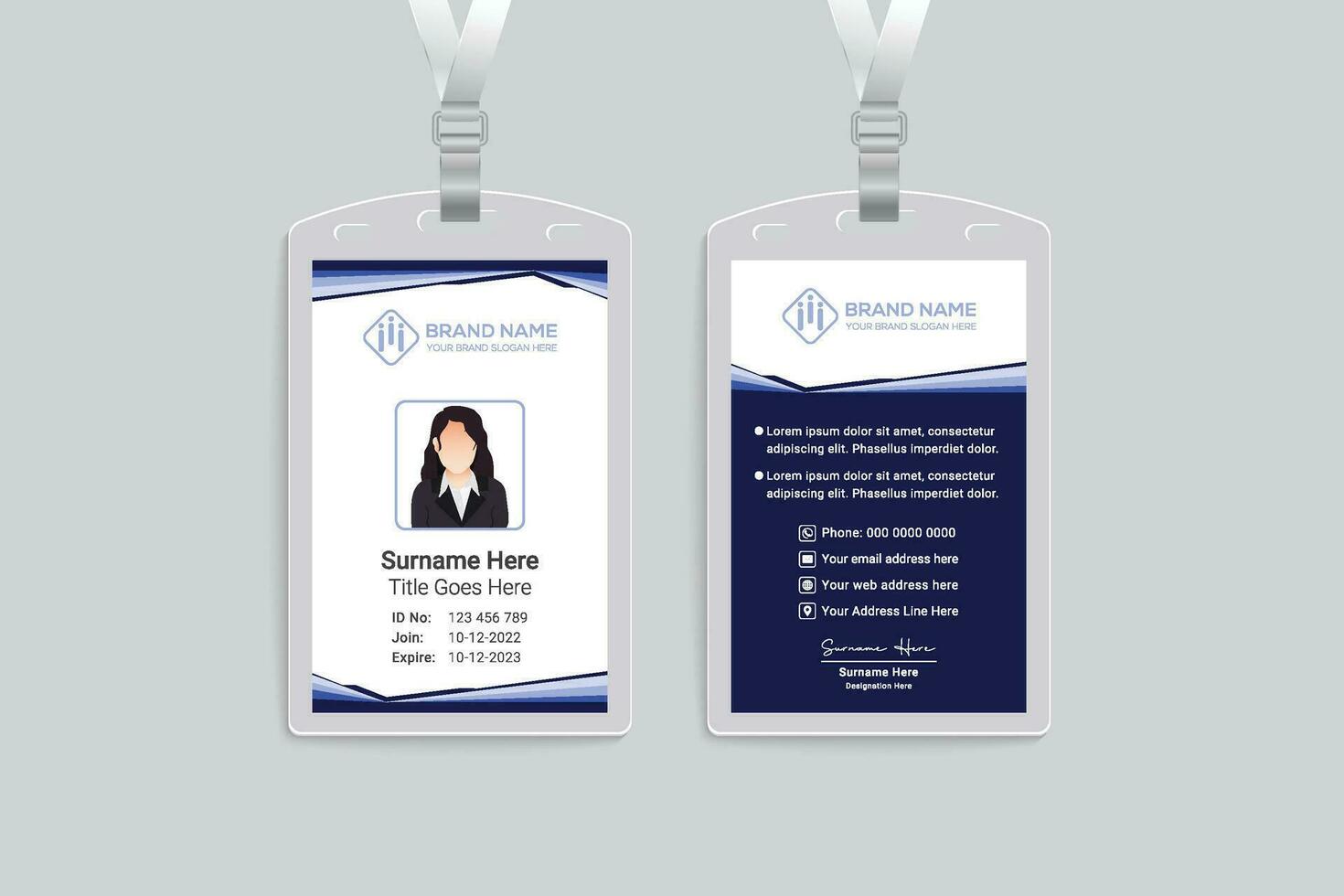 Clean minimal id card design vector