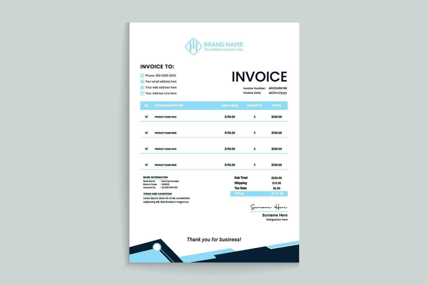 Modern invoice design vector