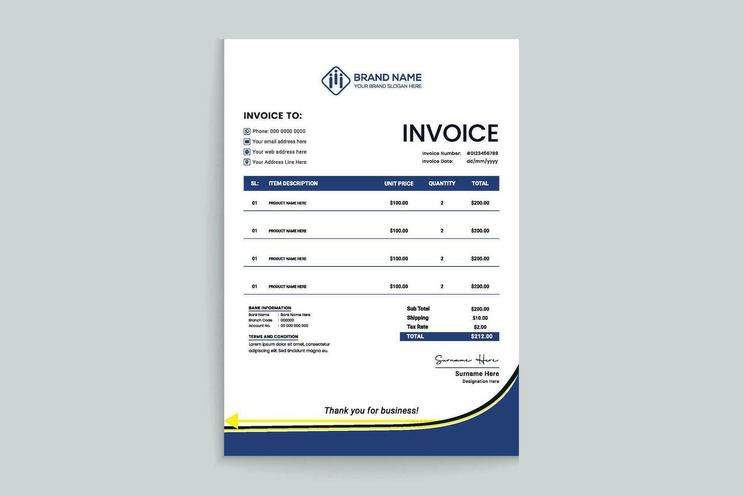 Modern invoice design vector