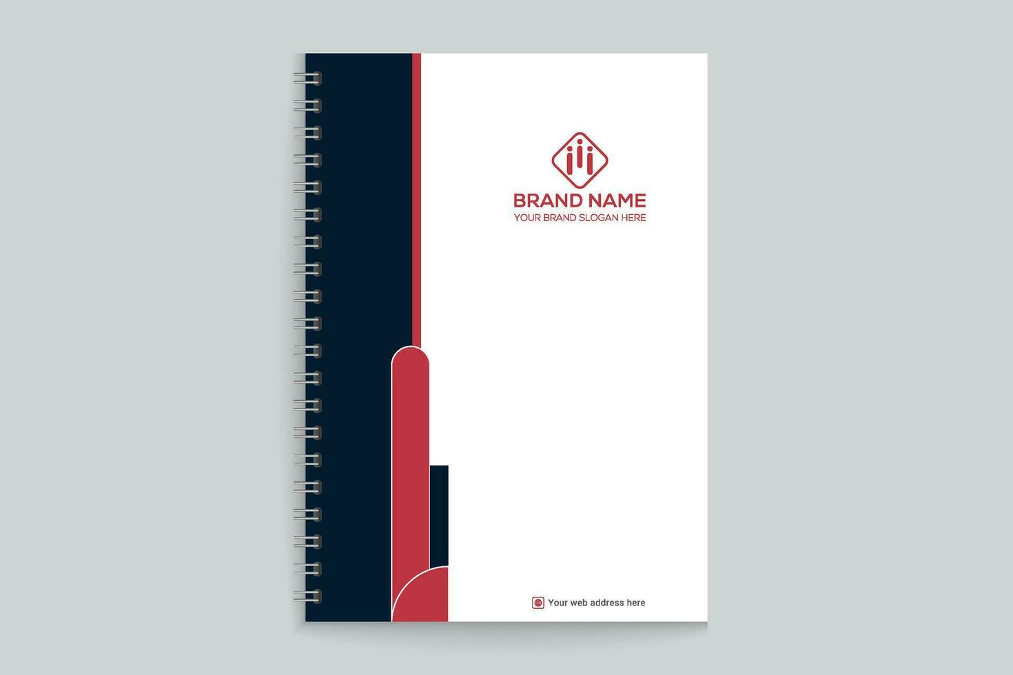Red and black color notebook cover design vector
