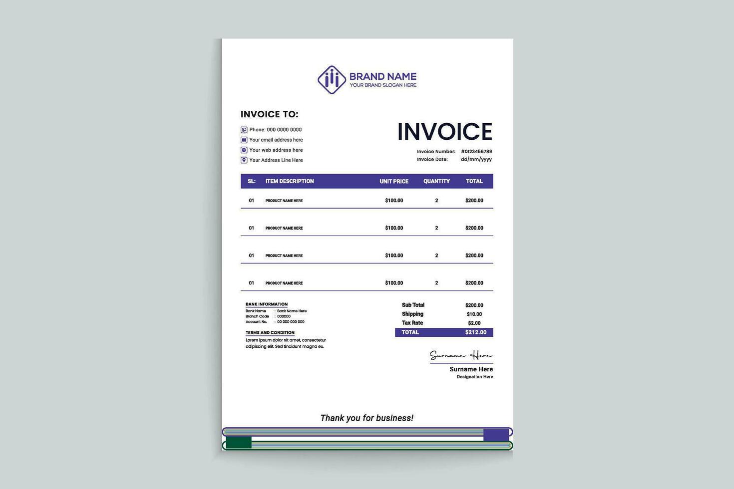 Modern invoice design vector