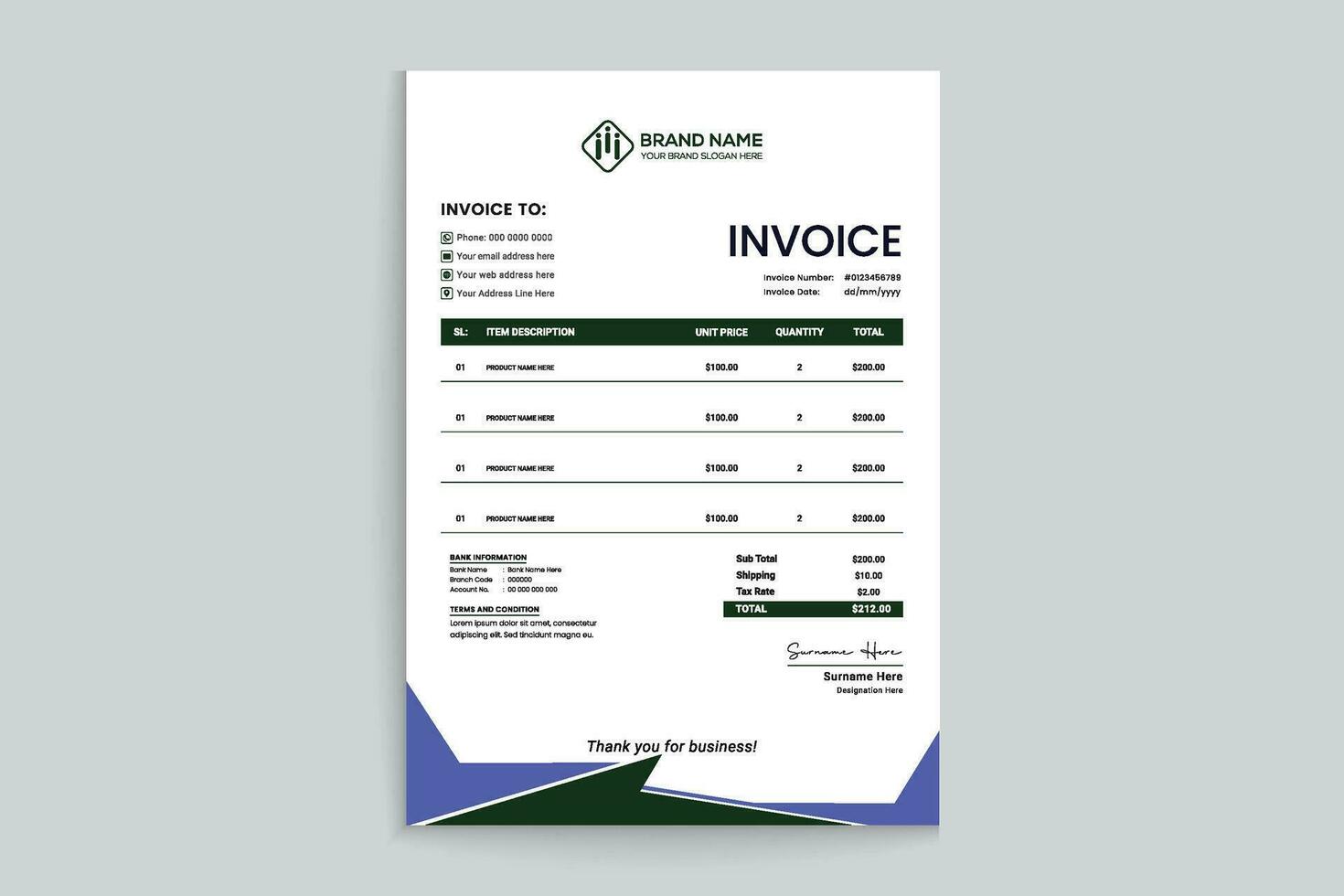 Modern invoice design vector