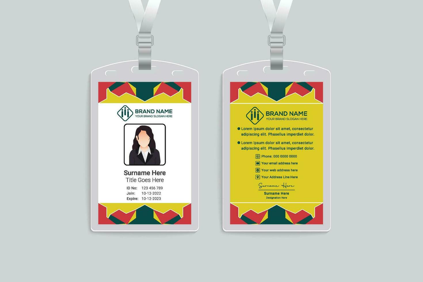 elegante mínimo amarillo carné de identidad tarjeta modelo vector