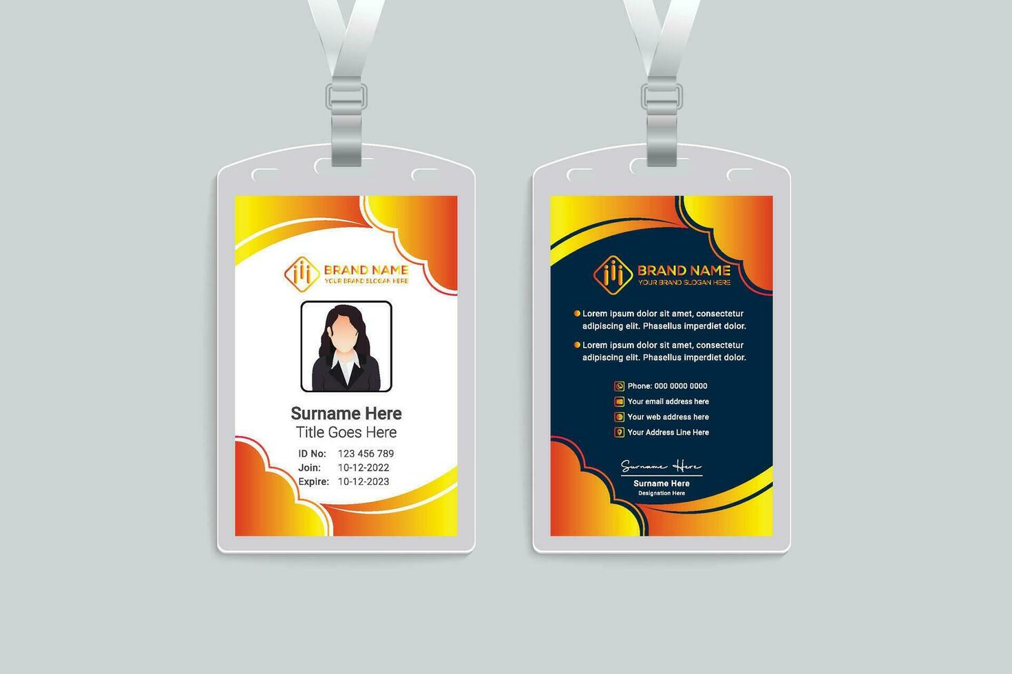 Elegant minimal  yellow id card template vector