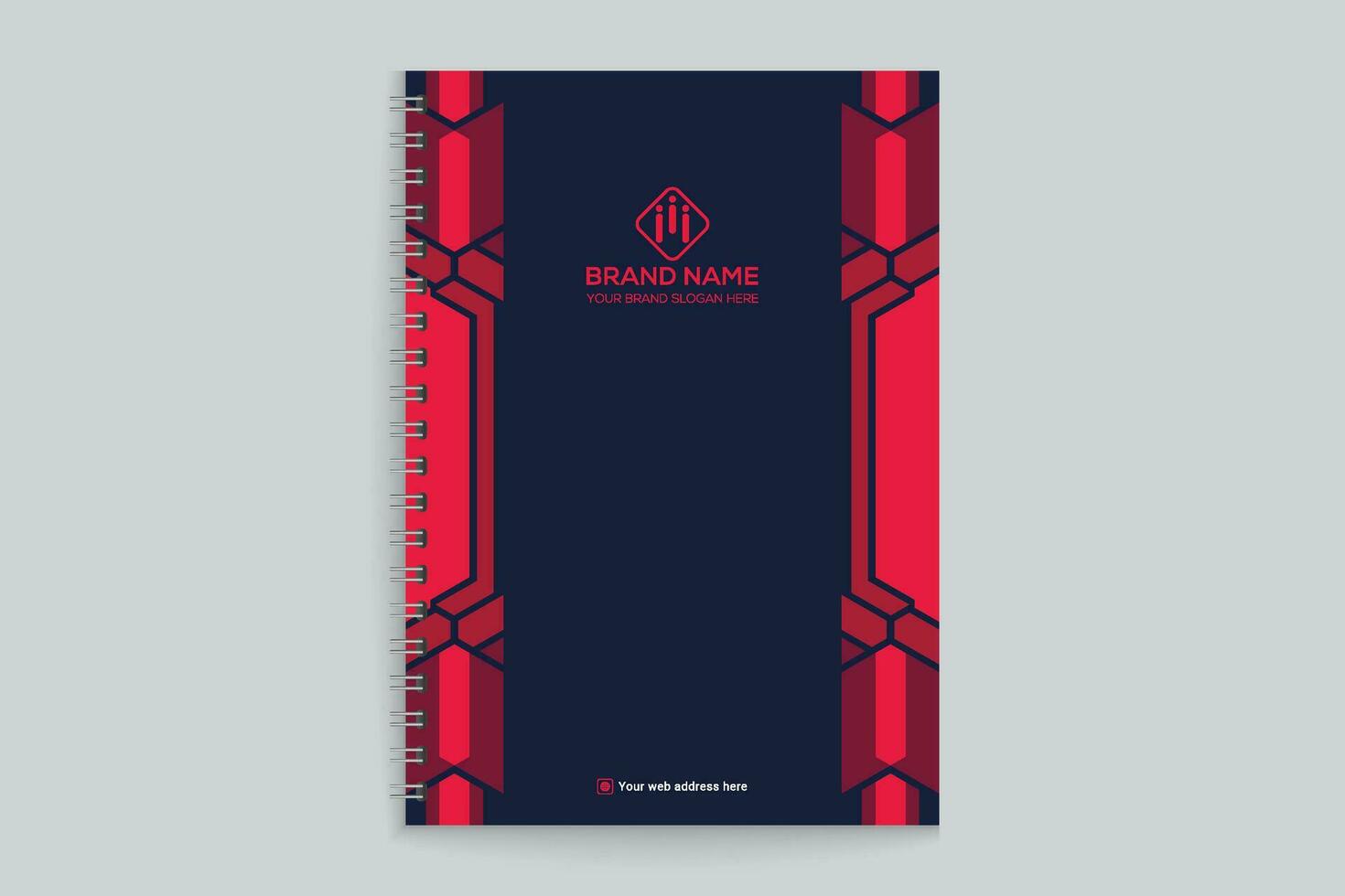 Red and black color notebook cover design vector
