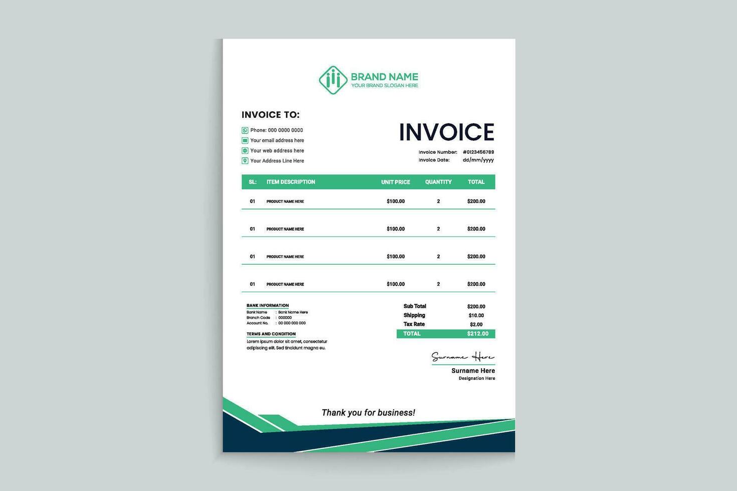 Elegant and modern invoice design vector