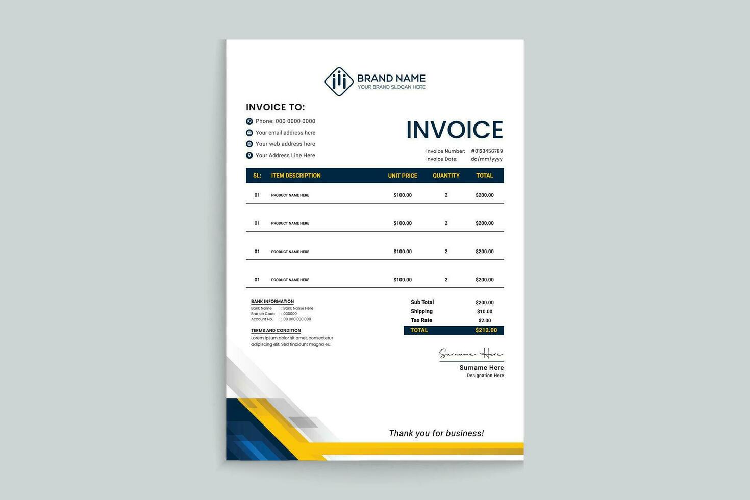 Elegant and modern invoice design vector