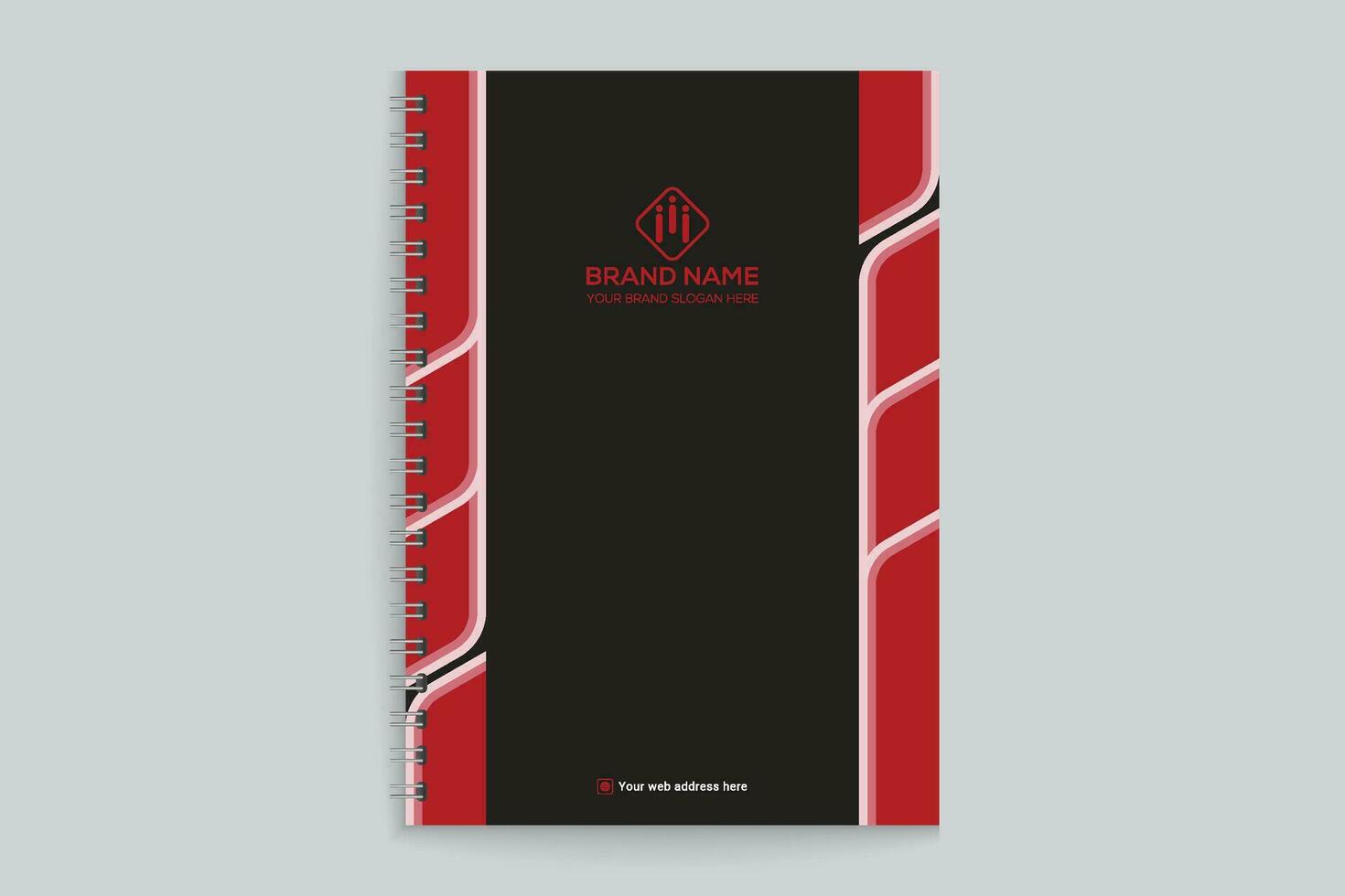 Red and black color notebook cover design vector