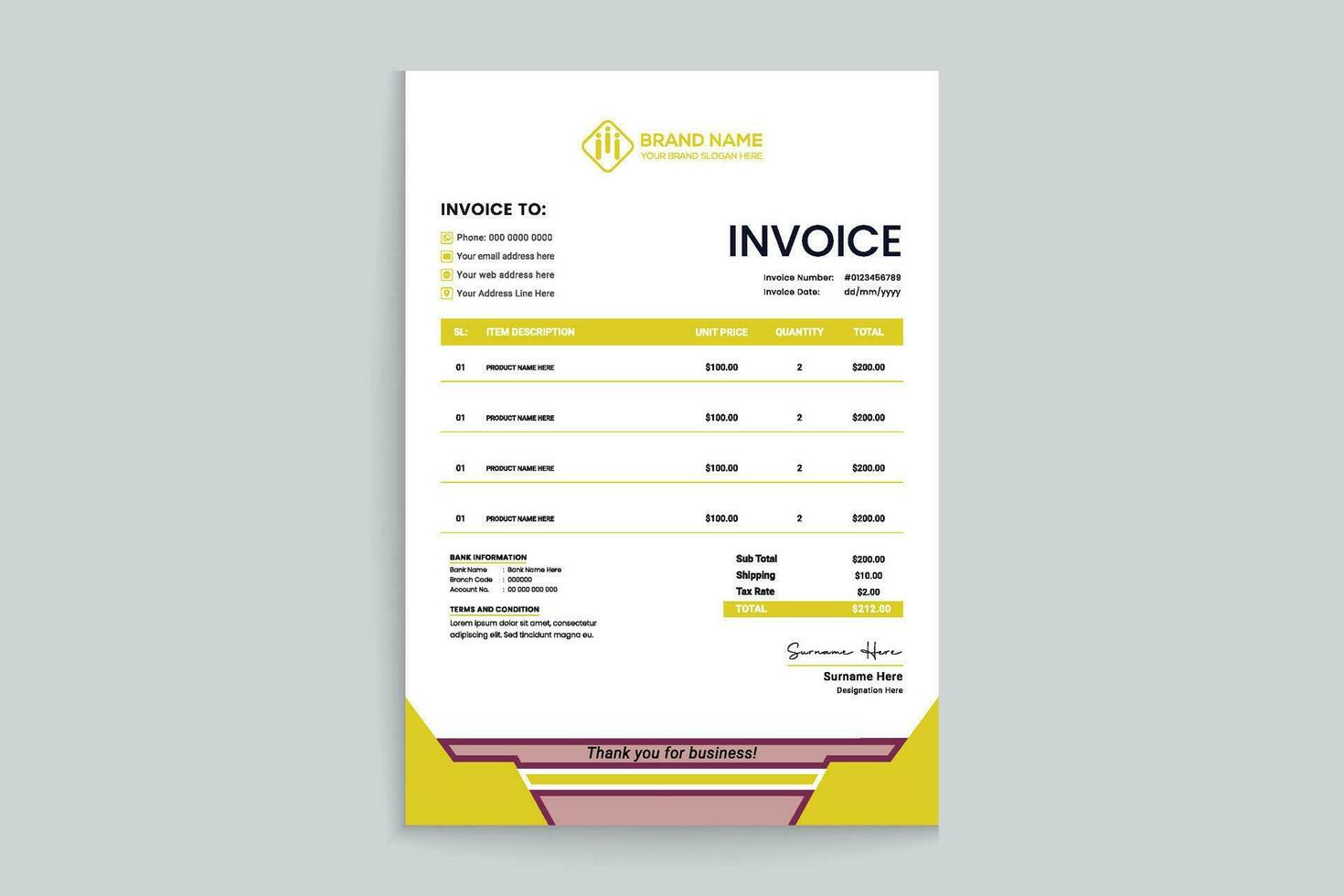 Clean professional invoice template vector