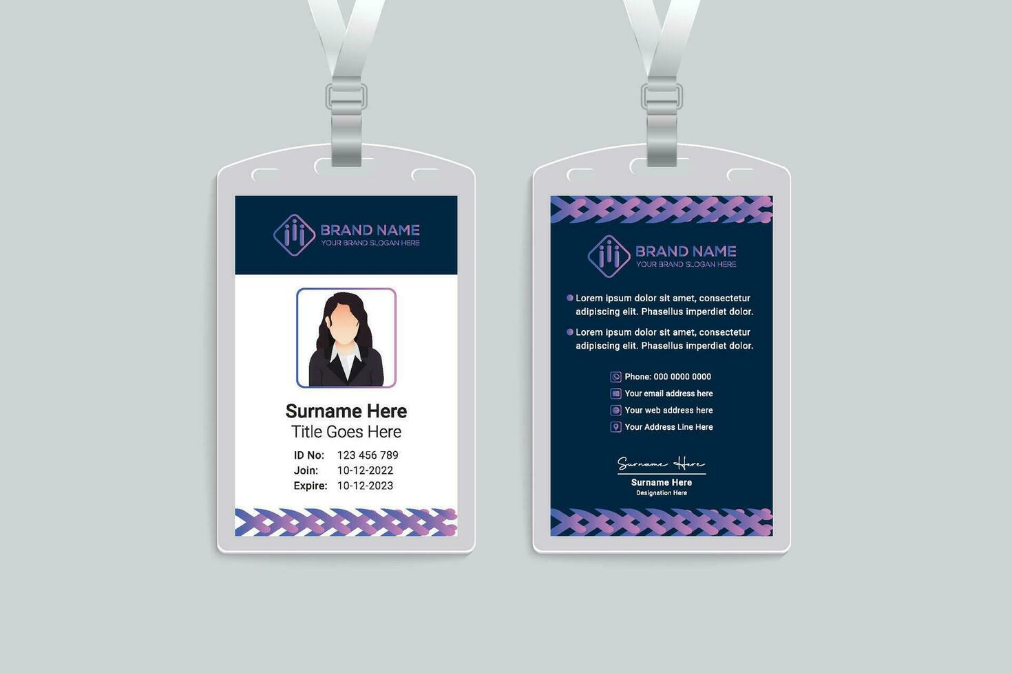 Clean minimal id card design vector