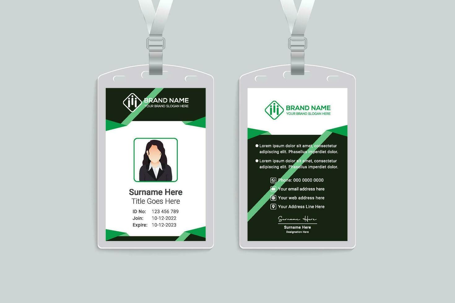 corporativo verde y negro color carné de identidad tarjeta diseño vector