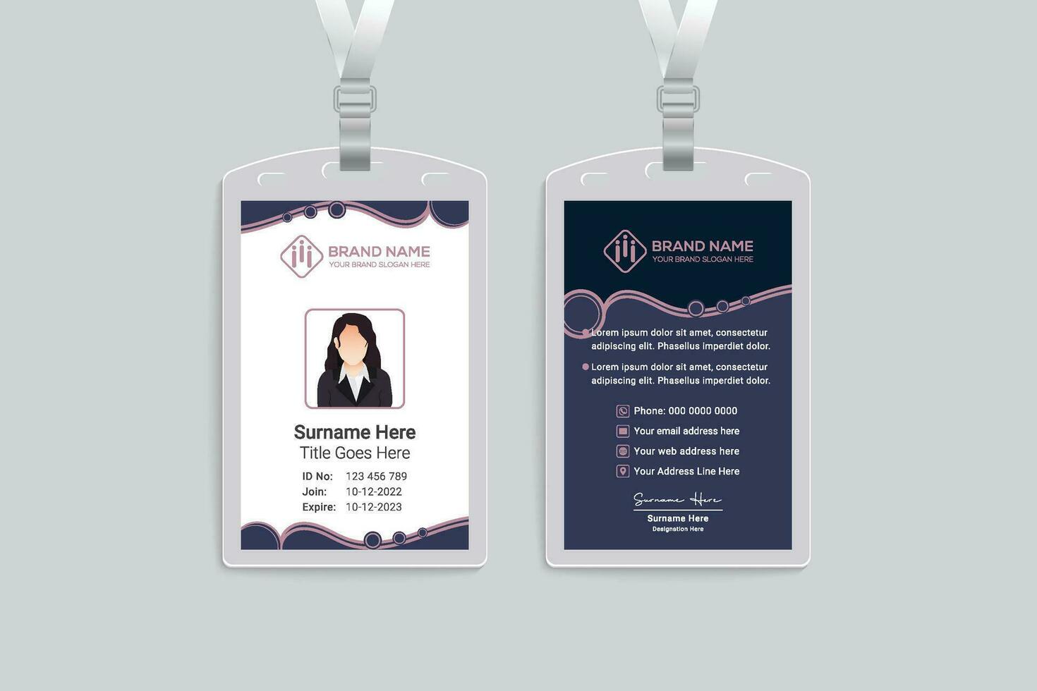 Clean minimal id card design vector