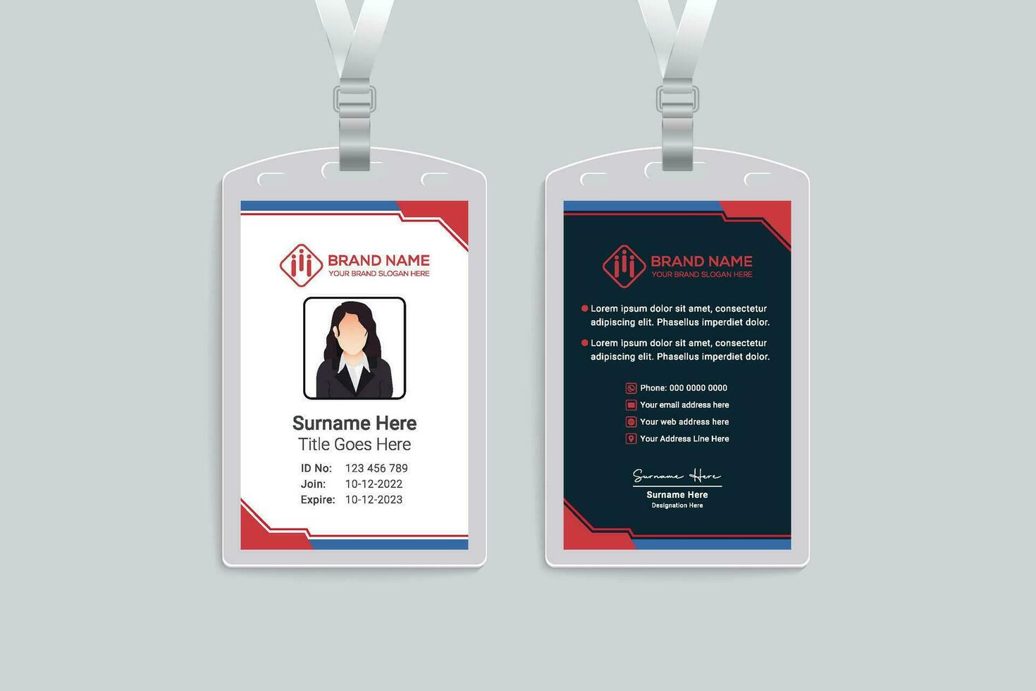 Corporate red and black color id card design vector