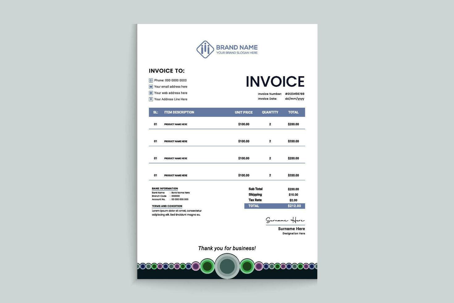 Professional invoice mockup vector