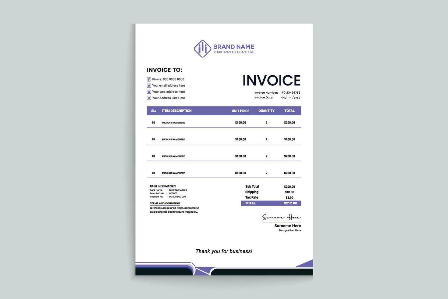 Modern invoice design vector