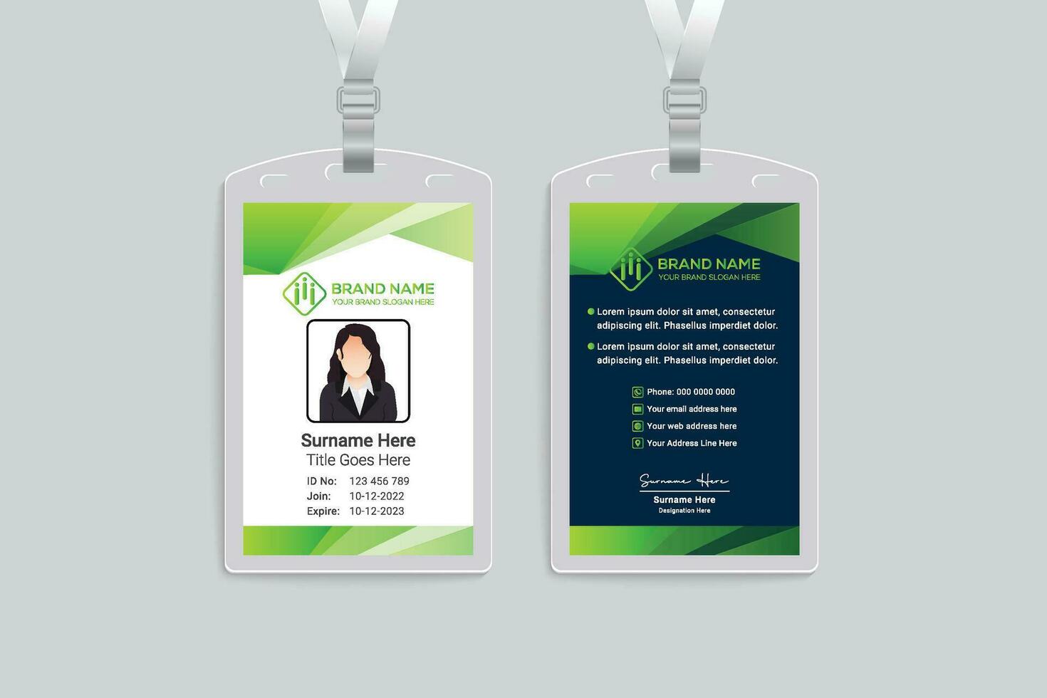 verde elegante corporativo carné de identidad tarjeta diseño vector