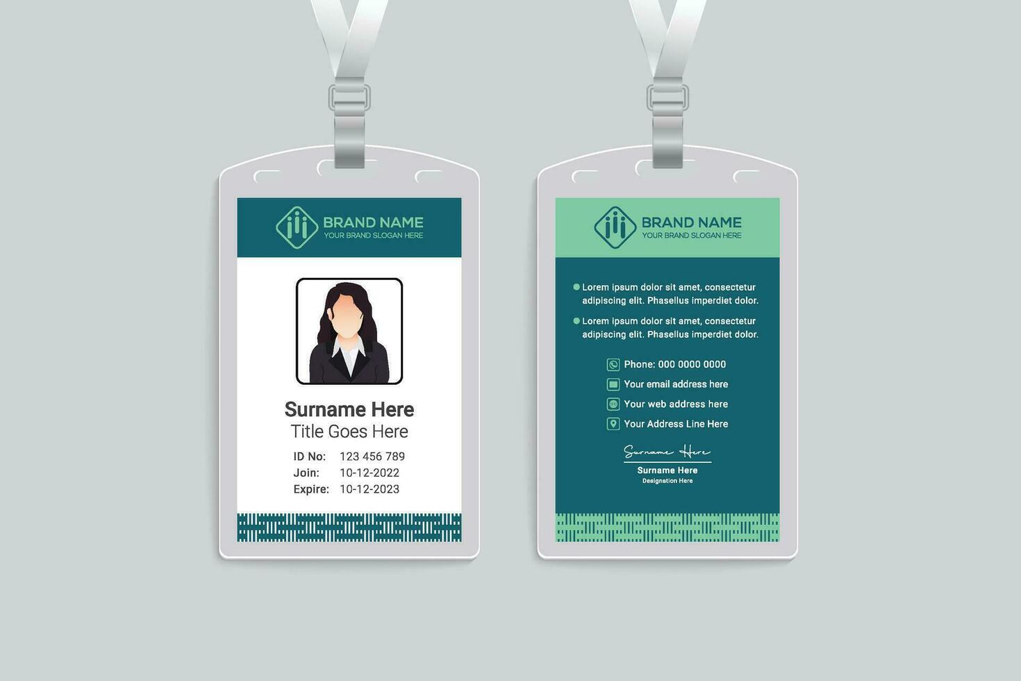 Company id card design and green color vector