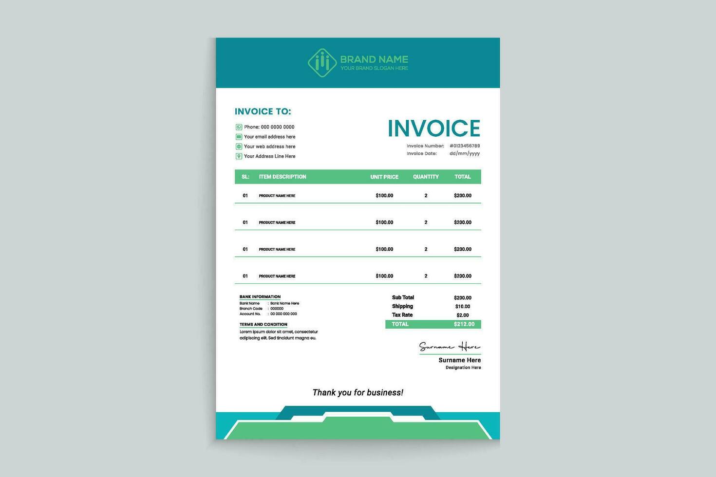 Stylish invoice template vector