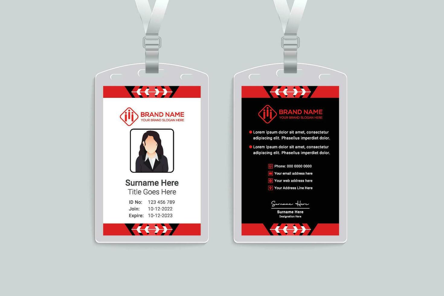 Corporate red and black color id card design vector