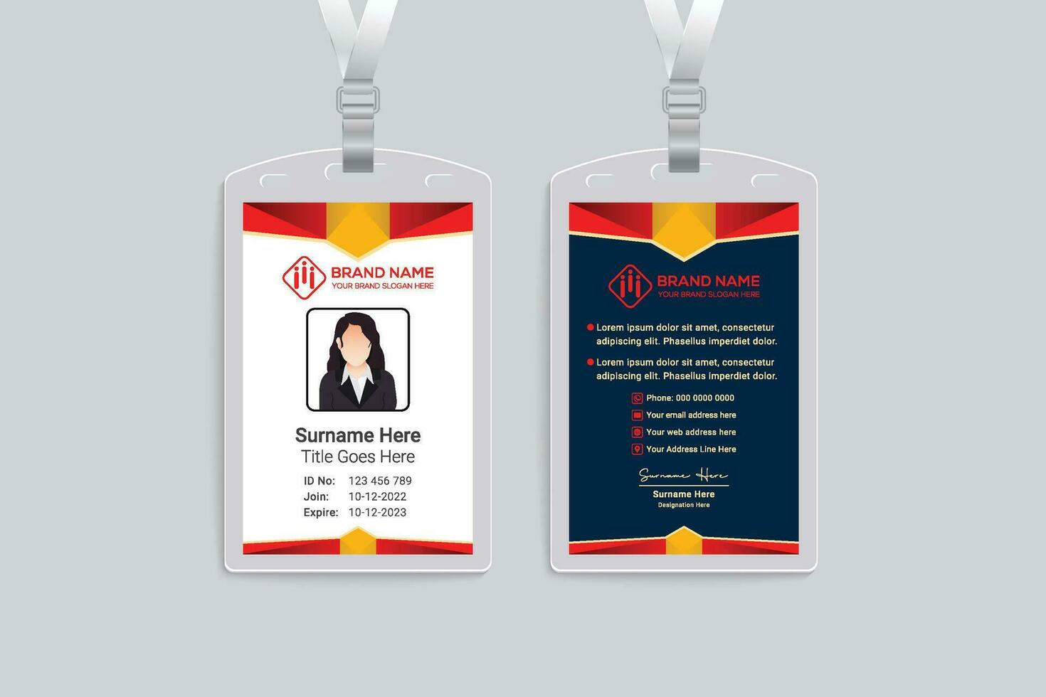 Company id card design and red color vector