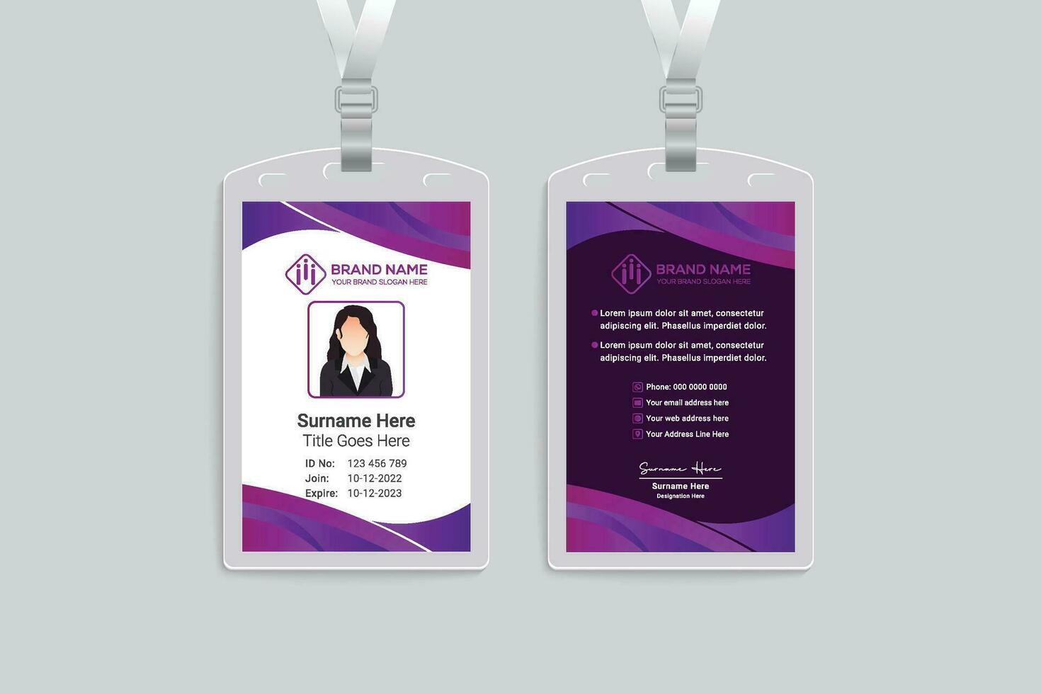 Clean minimal id card design vector