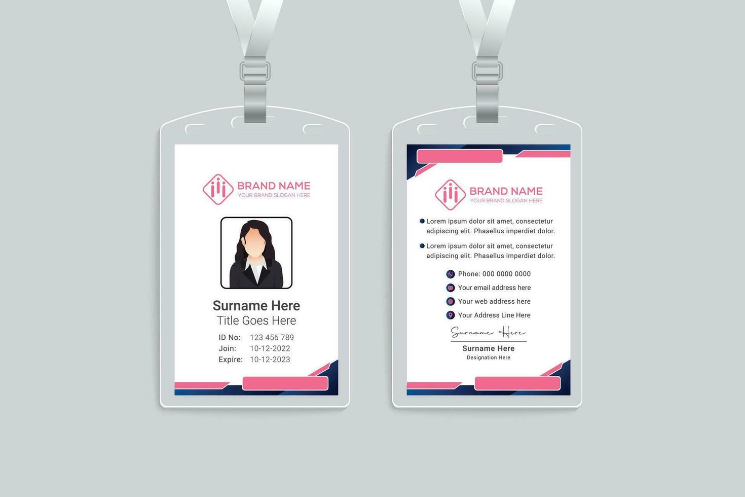 Clean style modern id card template vector