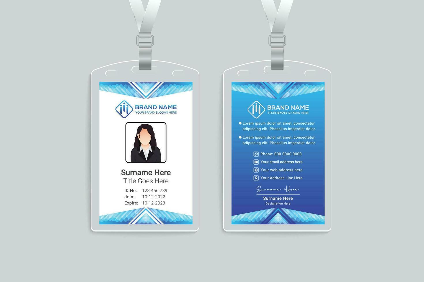 Company id card design and blue color vector