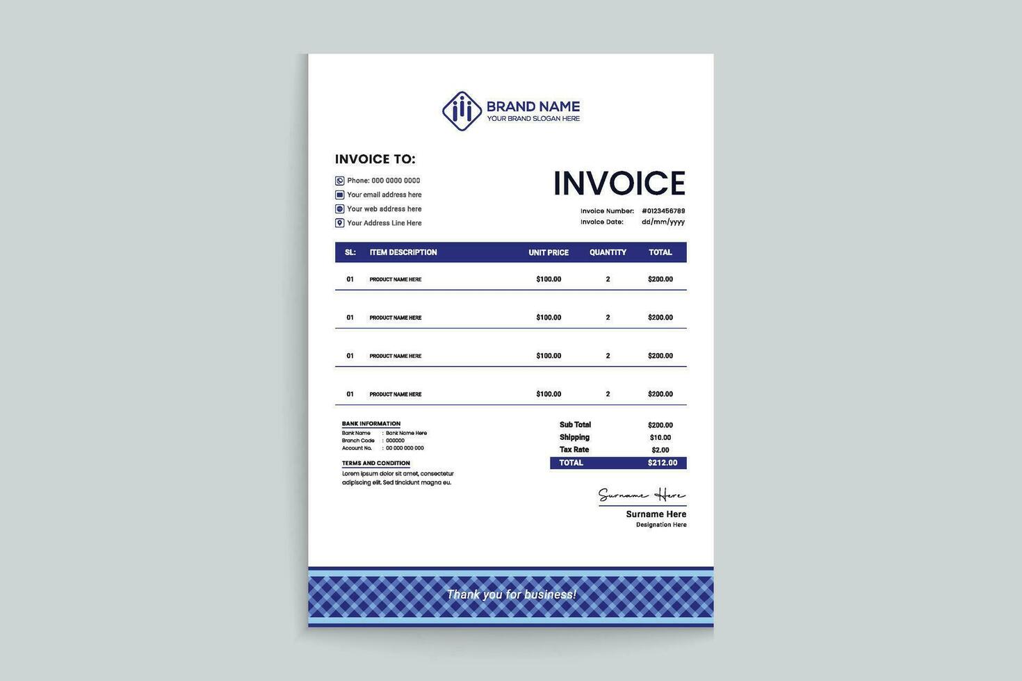 Stylish invoice template vector