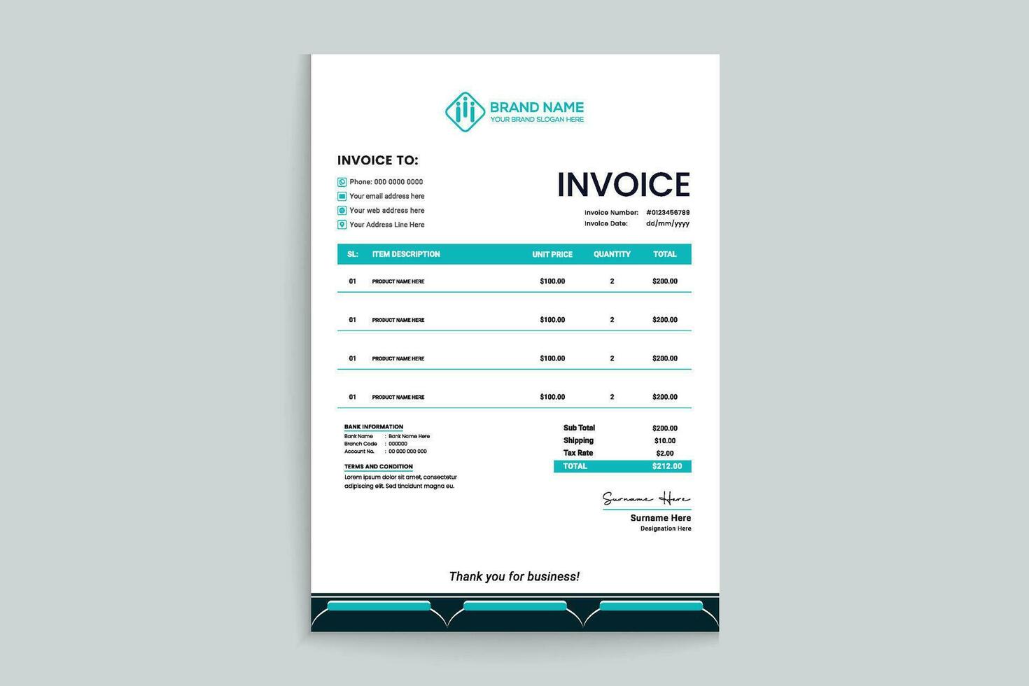 invoice design template vector