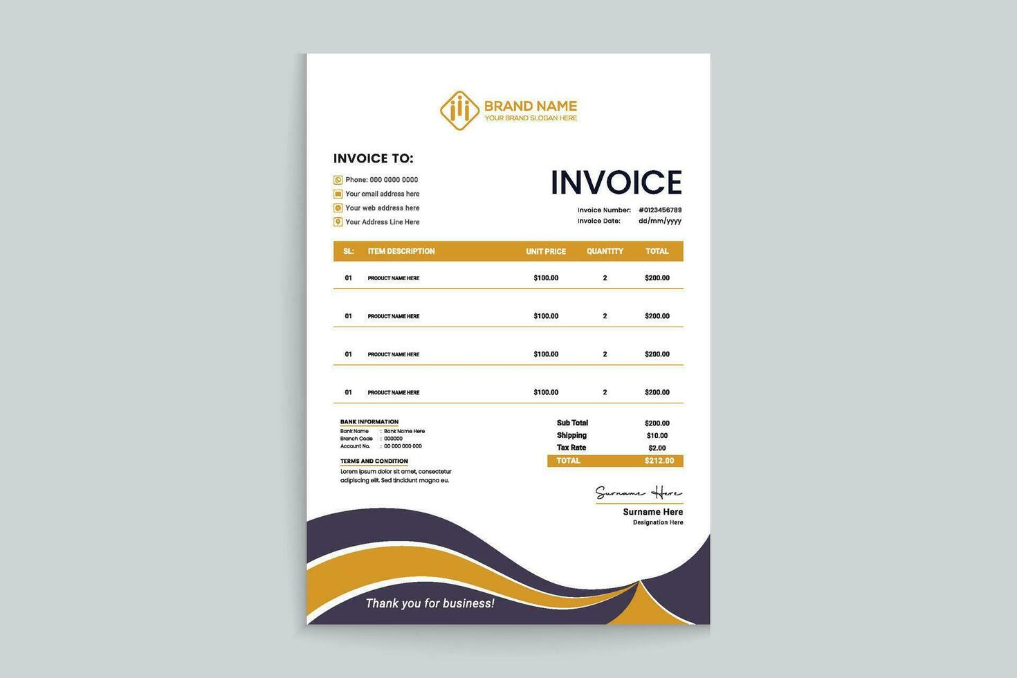 invoice design template vector