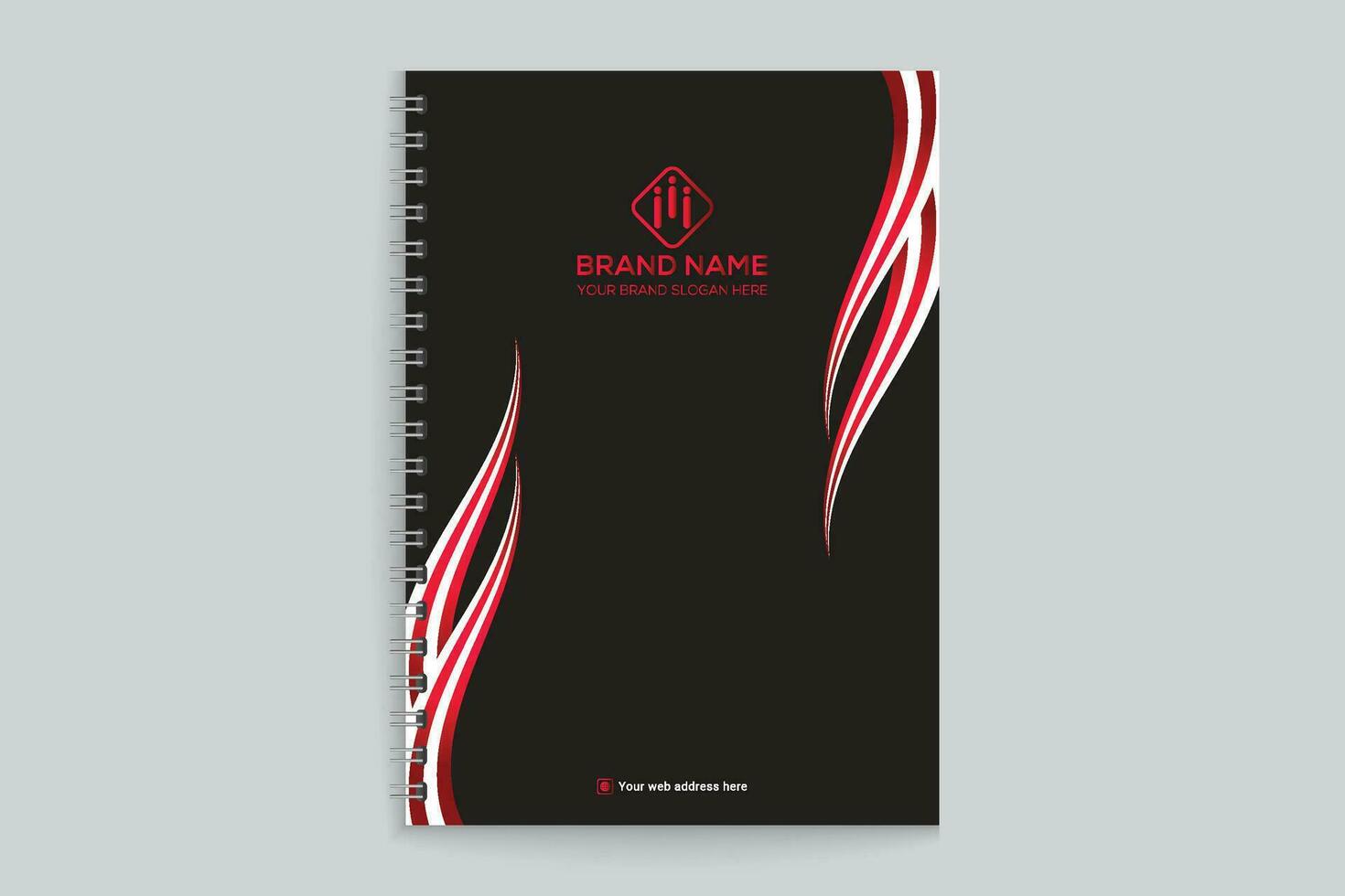 Red and black color notebook cover design vector