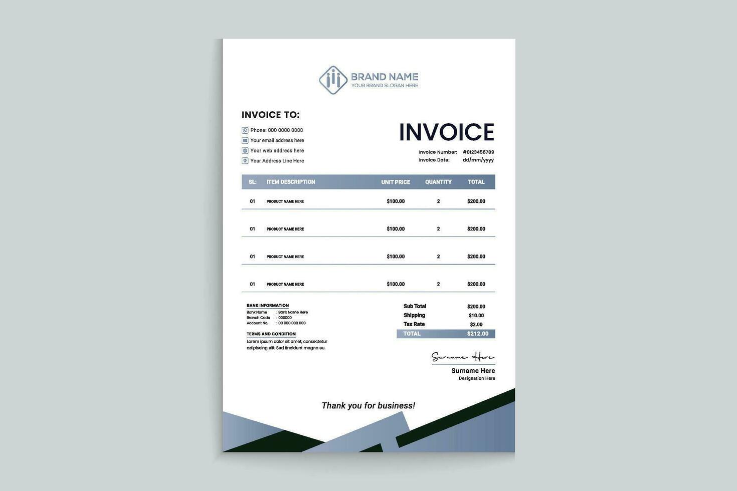 Elegant and modern invoice design vector
