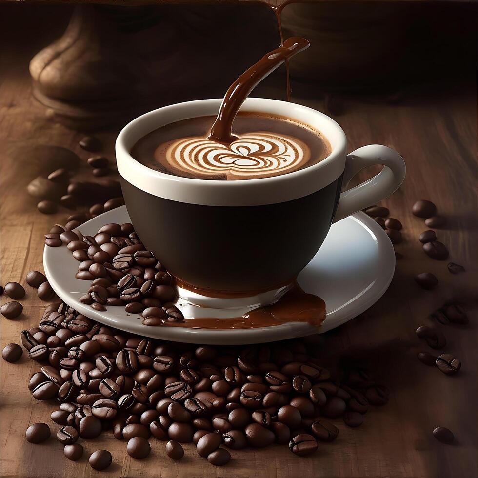 Coffee cup and beans Image photo