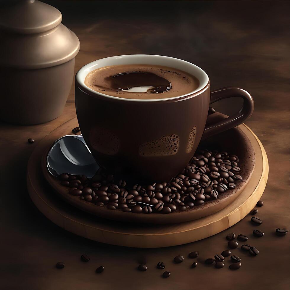 Coffee cup and beans Image photo